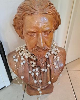 Antico Busto Giuseppe Verdi in terracotta/gesso