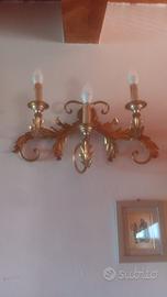 coppia di applique foglia oro 