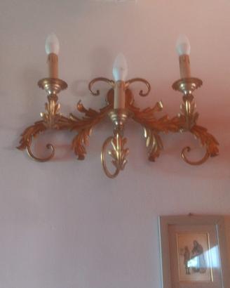 coppia di applique foglia oro 