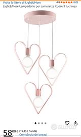 Lampadario cuori rosa camera bimba