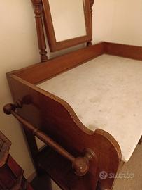 Toilette trucco antiquariato in legno con piano in