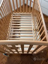 Lettino Pali in legno + materasso Bimbo Plus antis