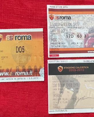 Lotto di tre biglietti storici di derby Roma Lazio