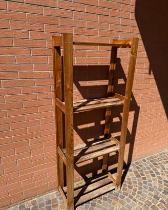 Scaffale in legno massello a 4 ripiani