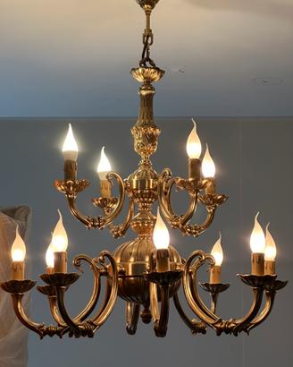 Lampadario Multi Luce In Ottone