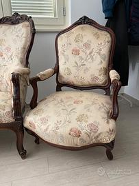 Sofa a 3 posti epoca vittoriana con 4 poltrone