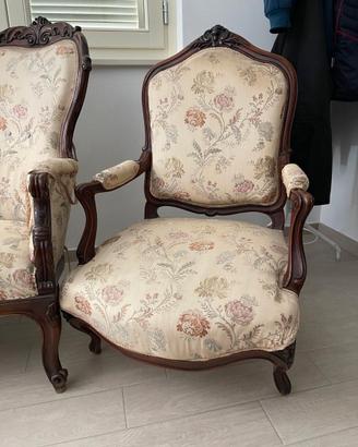 Sofa a 3 posti epoca vittoriana con 4 poltrone