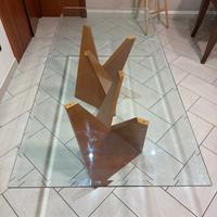 Tavolo da cucina/soggiorno, vetro e legno