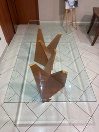 Tavolo da cucina/soggiorno, vetro e legno