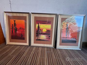 Tris di quadri stile africano