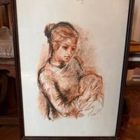 Litografia Sylvia Lefkovitz - Mamma con bambino