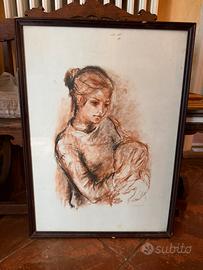 Litografia Sylvia Lefkovitz - Mamma con bambino