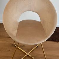 Sei sedie in velluto color crema