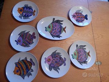 Servizio pesce da 6 in porcella bavarese, mai usat