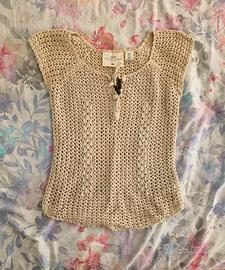 Top all'uncinetto H&M crema XS