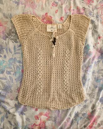 Top all'uncinetto H&M crema XS