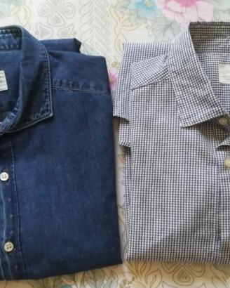 set 2 camicia GMF 965 denim blu bianco classica 