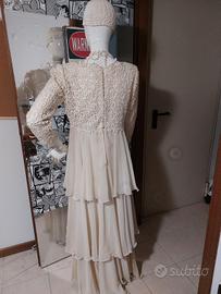 abito da sposa seta e pizzo macrame