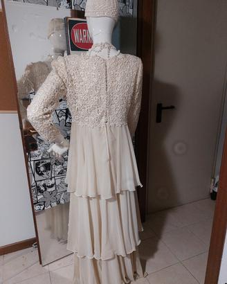 abito da sposa seta e pizzo macrame