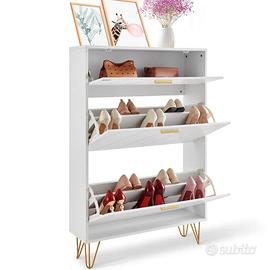 Scarpiera a 3 Ripiani Ribalti 80x24x120 cm Bianco