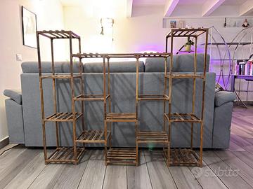 Libreria/Supporto per piante in legno per interni