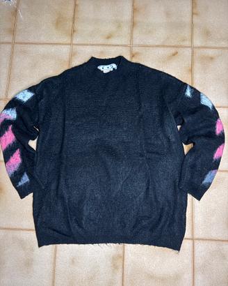 Maglione pull off white brushed mohair