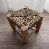 Sgabellino, teak, paglia