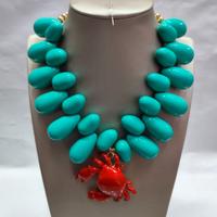 Collana Turchese con Ciondolo Granchio Rosso