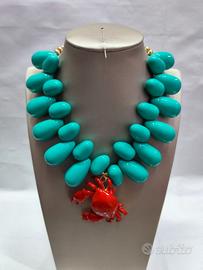 Collana Turchese con Ciondolo Granchio Rosso