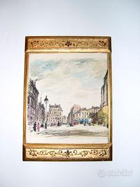 Quadro antico cornice Liberty, con stampa Cascella