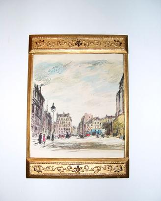 Quadro antico cornice Liberty, con stampa Cascella