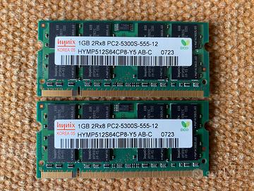 Kit Memorie Ram Hnyx 2x1GB 2Rx8 PC2-5300S-555-12 H