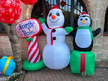 Gonfiabili natale babbo pinguino lettere pupazzo