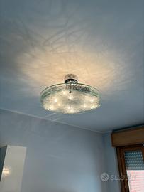 Lampadario vetro e acciaio