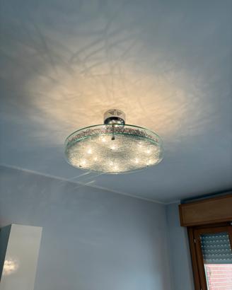 Lampadario vetro e acciaio