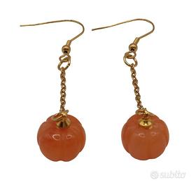 Orecchini in pietra agata arancione forma zucca