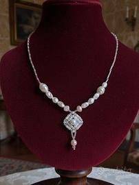 Collana handmade pezzo unico perle vere barocche