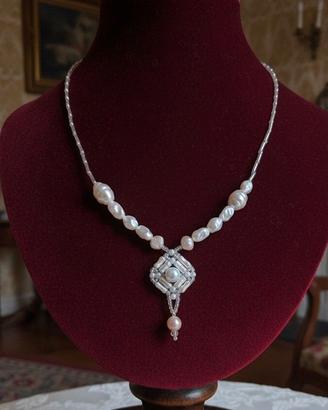 Collana handmade pezzo unico perle vere barocche