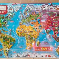 Per NATALE JANOD- Puzzle Magnetico Mondo in Legno