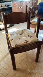 Set 4 sedie in legno massello con seduta in paglia