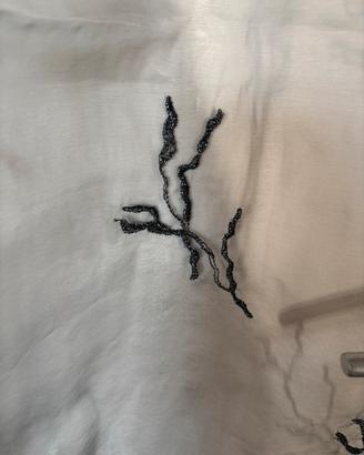4 teli tende in organza grigia ricamata