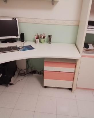 scrivania con cassettiera + libreria