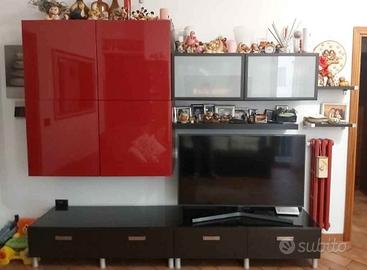 mobile pax rosso e marrone nero ikea