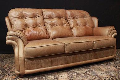 Divano 3 posti bergere Chesterfield in pelle