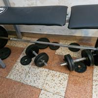 Kit Palestra pesi ghisa manubri bilancere