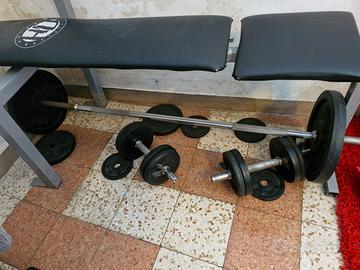 Kit Palestra pesi ghisa manubri bilancere