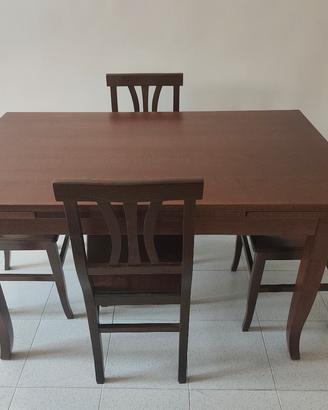 Tavolo legno + 4 sedie, allungabile e smontabile