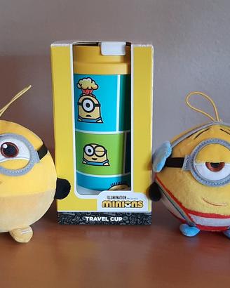 Set Minions 2 peluches + travel cup