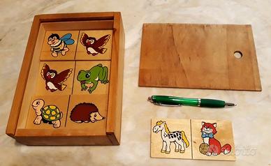 GIOCATTOLO VINTAGE RARO DOMINO LEGNO ANIMALI