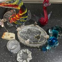 7 pezzi Oggettistica vetro, cristallo ecc…